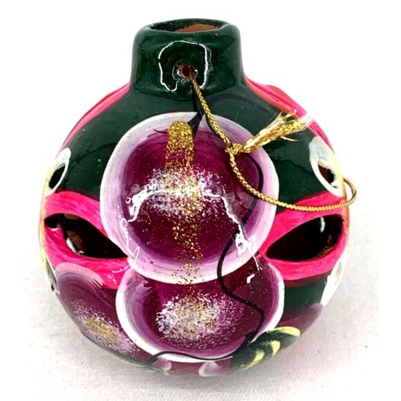 Talavera Hand Painted Christmas Ornaments Round Cut Out Luminaries Lot of 6 NOS - Picture 7 of 16